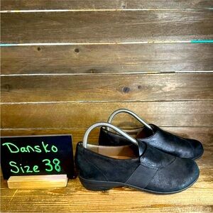 Womens Dansko Fae Black Burnished Leather Casual Comfort Slip On Shoes Size 38